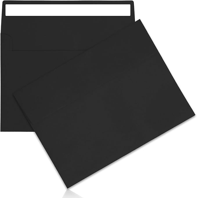 50Packs A4 Black Envelopes 4x 6 Inch Card Envelopes,Self Seal for Weddings, Greeting Cards，Mailing， Invitations, Photos, Postcards