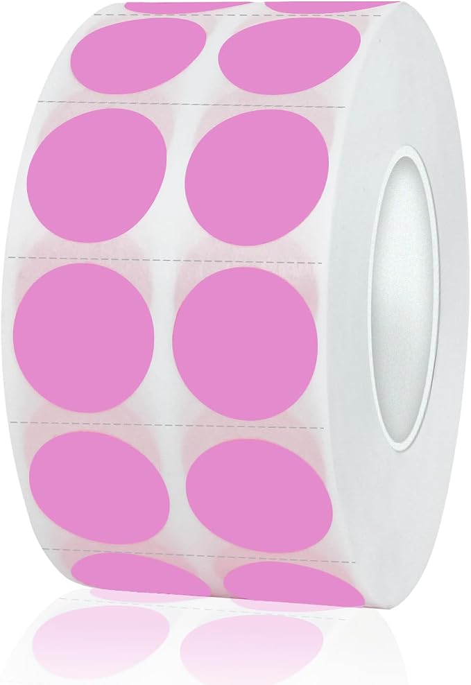 2000 Pieces 0.5 Inch Round Color Coding Labels,Circle Dot Stickers Used for Classroom Office and More,with Perforation Line (Pink)