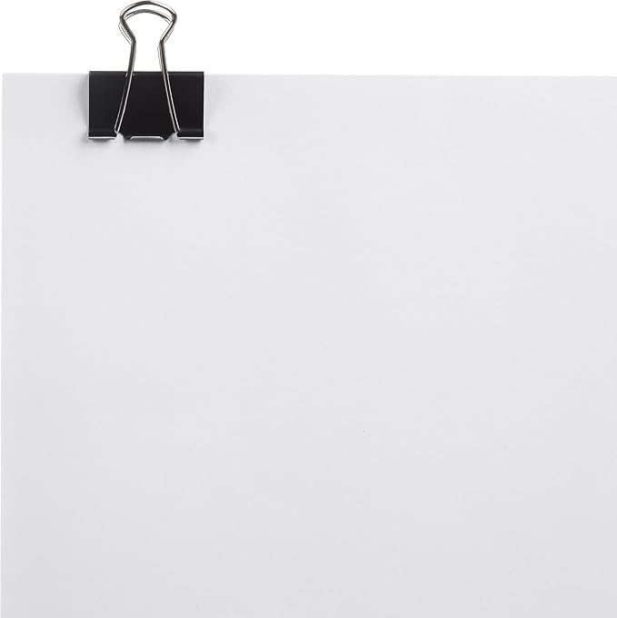 Amazon Basics Sturdy Binder Clips, Office Supplies, Medium 1.25 inches, Document Organizing, Sturdy Steel, Black, 24 Count (2 Pack of 12)