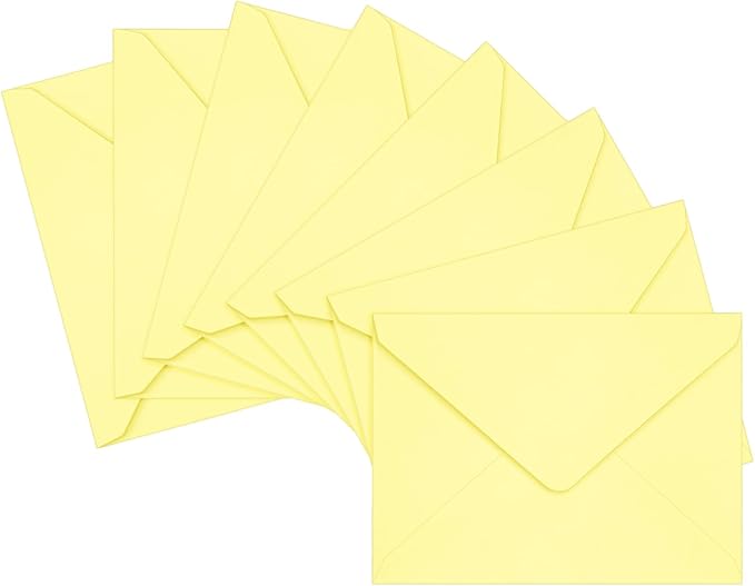 100 Pack A7 Envelopes, Light Yellow Greeting Card Envelopes Self Seal, 5.24 x 7.24 in Envelopes for Birthday Graduation Baby Shower Wedding Invitation Cards