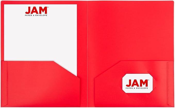 JAM PAPER Heavy Duty Plastic 2 Pocket Extra Tough School Folders - Assorted Primary Colors - 6/Pack