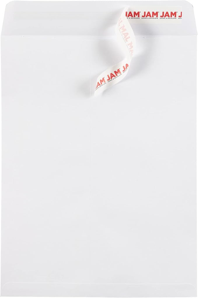 JAM PAPER 9 x 12 Open End Catalog Commercial Envelopes with Peel and Seal Closure - White - Bulk 250/Box