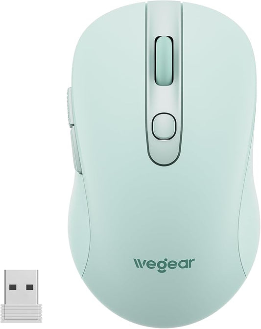 USB Wireless Mouse for Laptop PC Mac, 2.4GHz Cordless Mouse-Mint Green | Ergonomic Portable Optical Computer Mice with 6 Buttons, 5-Level Adjustable 4000 DPI,24-Month Battery Life