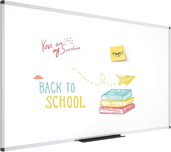 VIZ-PRO Large Dry Erase Board/Wall Mounted Whiteboard, 60 x 36 Inches | 5' x 3', Aluminum Frame, with Marker Tray, for School Office and Home