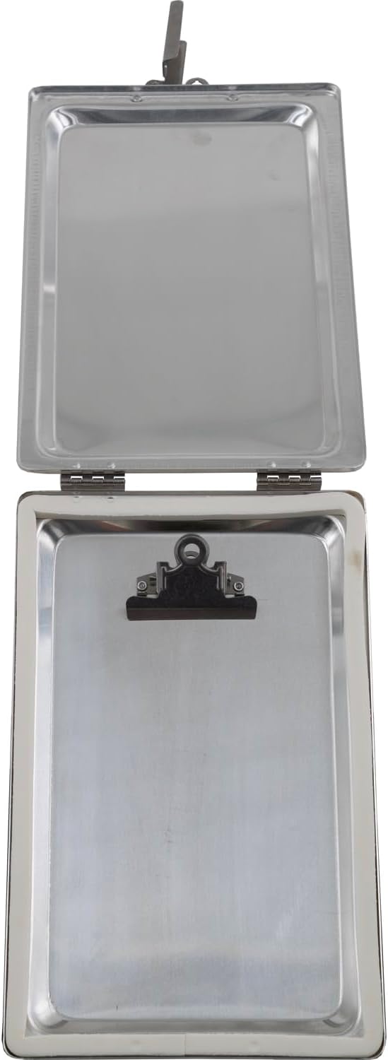 Buyers Products 5201103 Aluminum Clipboard Document Holder, Silver Plain Finish Record Box for 6 in x 9 in Papers, Dry Secure Storage for Packing Slips, Work Licenses and Permits