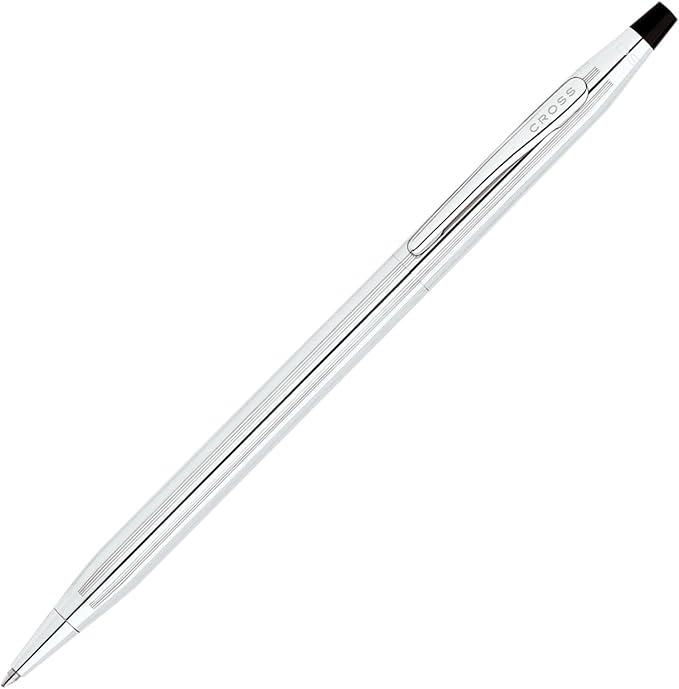 Cross Classic Century Lustrous Chrome Ballpoint Pen - Refillable Pen for Effortless Writing - Black Ink - Durable Construction - Premier Distinctive Look - Gift-Ready