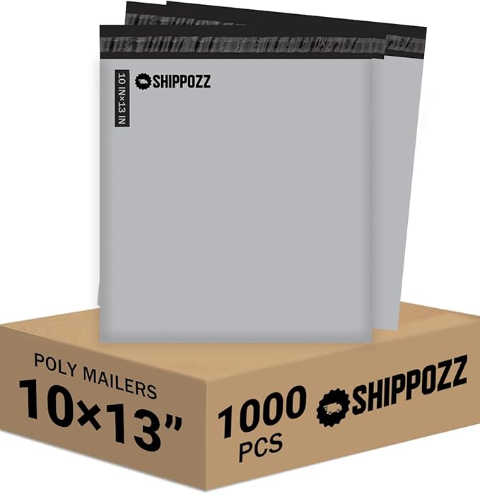 Shippozz 10x13 Poly Mailers 1000 Pack, Durable Waterproof Polymailers for Shipping Clothes, Self Seal Mailing Bags for Small Business Packaging Supplies, Mailing Envelopes for Books, and Accessories