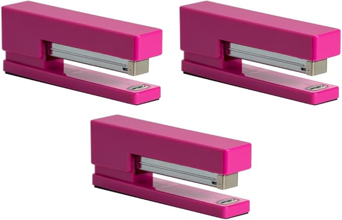 JAM PAPER Modern Desk Stapler - Pink - 3/Pack