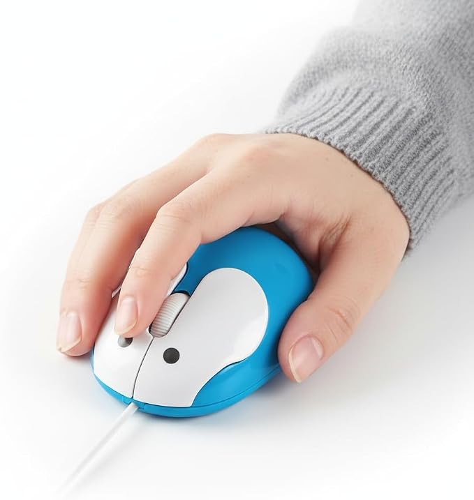 Cute Wired Mouse, Small Rabbit Shape USB Wired 1600 DPI Optical Mice Computer Mouse, Portable Corded Mice for Travel, Office, Home, Laptop, Computer (Blue)