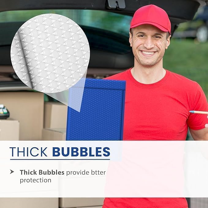 Royal Blue Large Poly Bubble Mailers 12x15 inch | Self Seal Padded Envelopes Cushioned Bubble Mailer | Usable Size 12x15 | WaterProof | Lightweight mailing Shipping Bags | 100 Pack Bulk