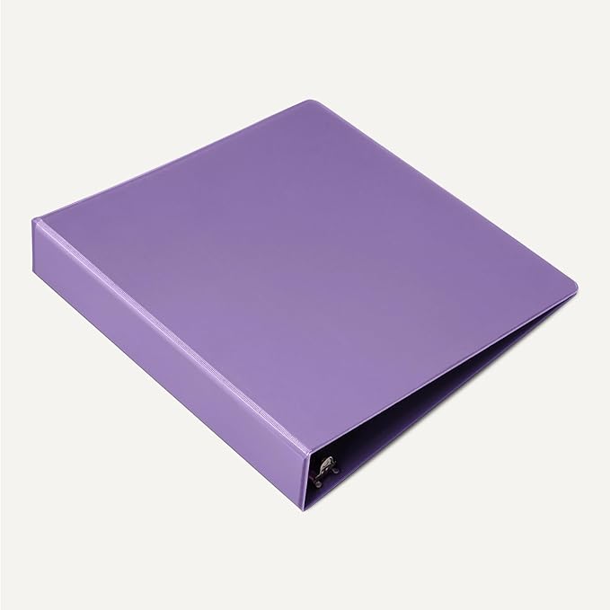 Amazon Basics 3 Ring 1.5 inch Binders with Round Metal Rings, Holds 275 Sheets, Assorted Colors, 4-Pack