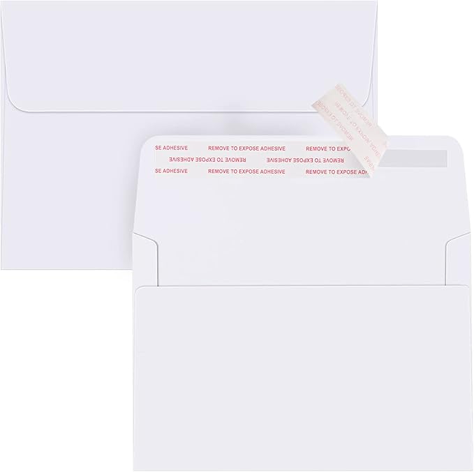 ACSTEP 100PACK 5X7 Envelopes, White A7 Envelopes Self Seal for Weddings, Invitations, Photos, Postcards, Greeting Cards Mailing,Baby Shower, Graduation