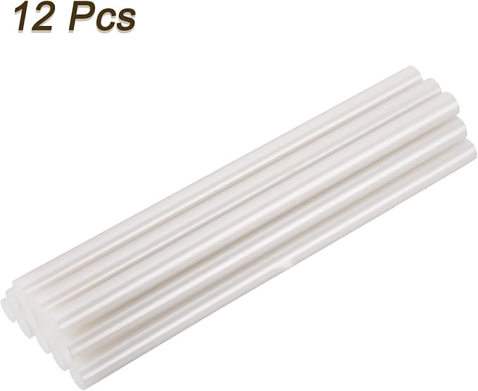 uxcell 12pcs Full Size Hot Glue Sticks for Glue Gun 7/16 x 8 Inch Large Glue Sticks, 11 x 200mm Metallic White