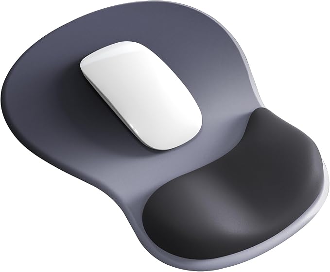 Mouse Pad with Wrist Rest,Ergonomic Mouse Pad with Comfortable Gel Wrist Rest Support and Non-Slip PU Base for Easy Typing Pain Relief, Durable and Washable (Black Blue)