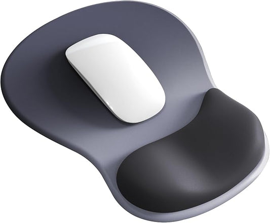 Mouse Pad with Wrist Rest,Ergonomic Mouse Pad with Comfortable Gel Wrist Rest Support and Non-Slip PU Base for Easy Typing Pain Relief, Durable and Washable (Black Blue)
