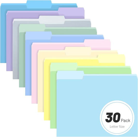 Comix Colored File Folders,30 Pack Manila Folders, Letter Size 8.5" x 11", 1/3-Cut Tabs, Morandi 10 Colors, for Office, School & Business Organization