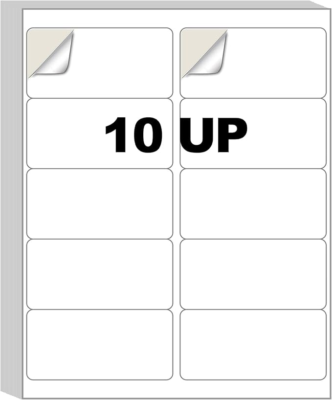 1000 Labels (100 Sheets) - 2" x 4" Shipping Address Labels - 10-Up Mailing Stickers for Laser/Inkjet Printers - 8.5" x 11" White Printer Labels - Multipurpose Address Papers