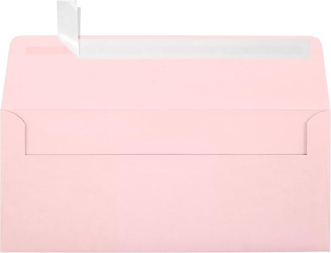 LUXPaper #10 Business Envelopes | Peel & Press | 4 1/8" x 9 1/2" | Candy Pink | 80lb. Text | 50 Qty