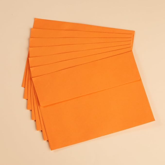 100 Pack A7 Envelopes Self-Adhesive, 5.24 x 7.21 Inches, Dark Orange | 5x7 Envelopes, For Invitations, 5x7 Greeting Cards
