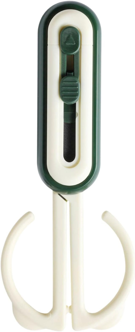 Magnetic Scissors and Box Cutter Set - Retractable Utility Knife with Serrated Blade, Non-Stick Fluorine Coating, Safe and Always Handy for Kitchen and Office Use (Milk Green)