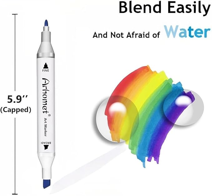 Arhomet 6pcs Multicolor Alcohol Markers Under 6 dallors, Dual Tips Art Markers Drawing Sketched Double Tipped for Beginners Adults