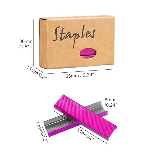 NatSumeBasics 3000 Rose Red Staples 26/6 Standard Colored Staple Refill for Desk Stapler, 1000 Per Pack, Total 3 Pack Staples (Rose Red)