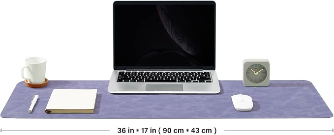 Distressed Leather Desk Mat - Non-Slip PU Desk Pad for Office and Home - Desk Organization and Accessories - Ideal for Large Mouse Pad and Desk Mats on Top of Desks(Lavender,36"x 17")