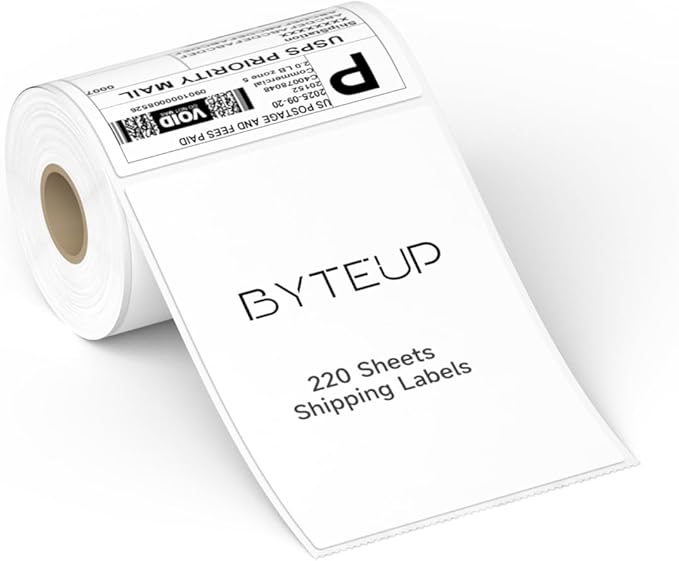 4x6 Direct Thermal Shipping Labels, 220 Sheets/Roll, Barcode & Shipping Label Paper, Permanent Adhesive, Smudge Resistant, Compatible with Most Direct Thermal Printers (Not for Laser/Inkjet/Dymo)