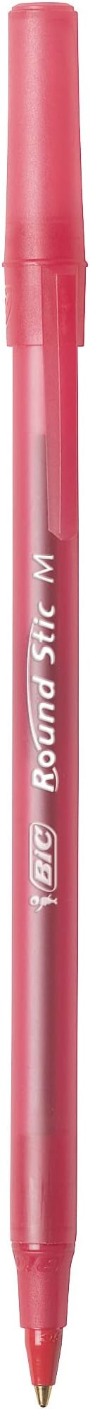 BIC Round Stic Xtra Life Red Ballpoint_Pens, Medium Point (1.0mm) Bulk_Pens, Flexible Round Barrel for Writing Comfort, No. 1 Selling Ballpoint Pens, 10 Count (Pack of 2)