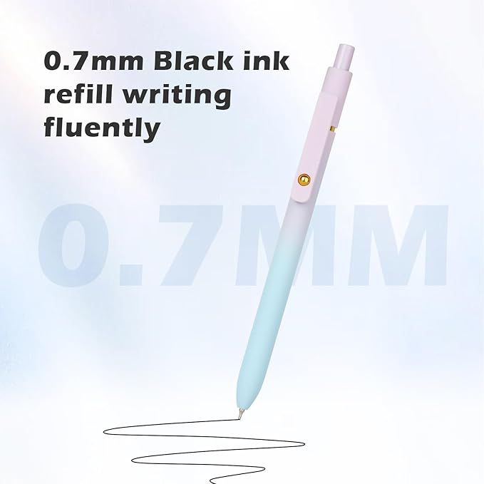Ddaowanx Gel Pens,6 Pcs 0.7mm Retractable Quick Dry Black Ink Pens | Fine Point Smooth Writing Pens for Nurses,Teachers,Cute Stationery Office&School Supplies,Gifts for Women,Stocking Stuffers