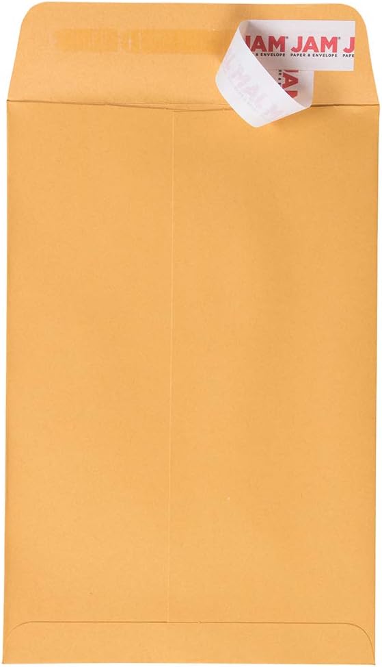 JAM PAPER 6 x 9 Open End Catalog Envelopes with Peel and Seal Closure - Brown Kraft Manila - 50/Pack