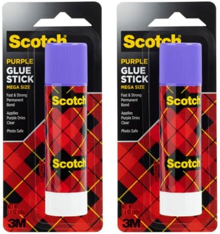Scotch Mega Purple Glue Stick, 1.4 oz, Acid Free and Non-Toxic (6108-MEGA) (Pack of 2)