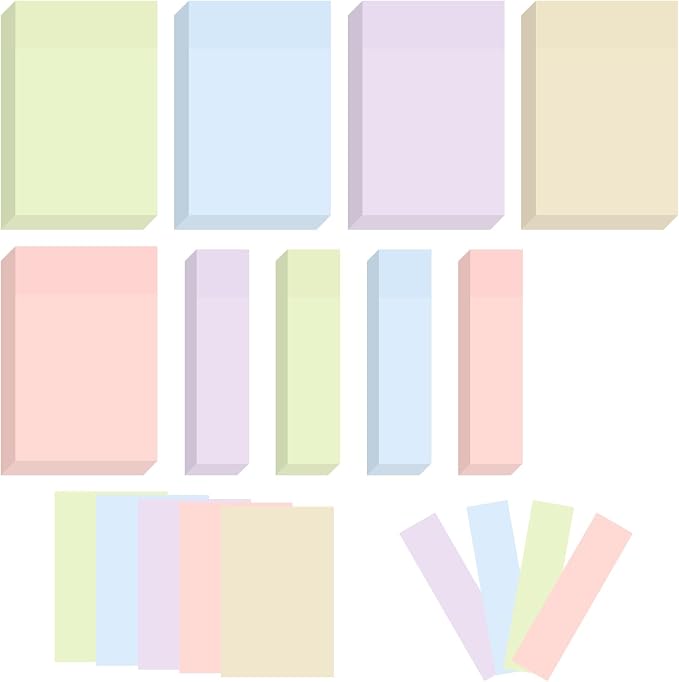 BAYTORY 6 Pads Pastel Sticky Notes, Small Self-Stick Note (3x2 & 3x0.7 in) | Index Tabs Easy to Post for School Office Notebook