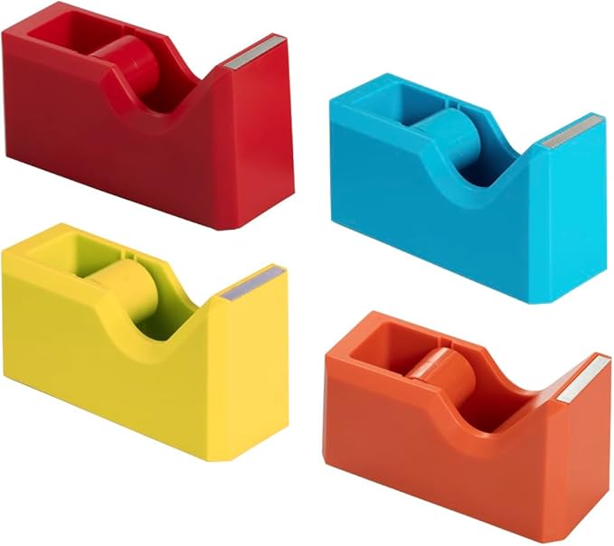 JAM PAPER Colorful Desk Tape Dispensers - Assorted Rainbow Colors - 4/Pack