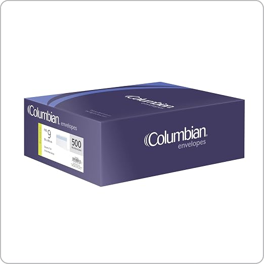 Columbian #9 Security Envelopes, No Window, Self Seal, for Invoices & QuickBooks Statements, 3-7/8 x 8-7/8 Inches, 24 lb White, 500/Box (COLO183) (Pack of 5)