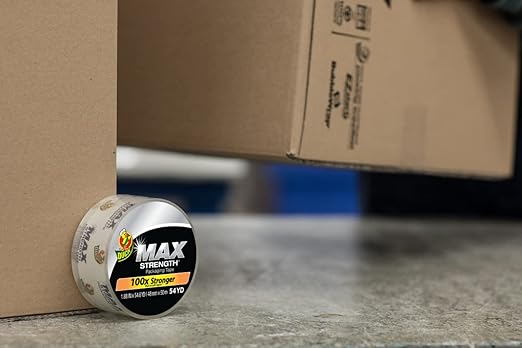 Duck Max Strength Clear Packing Tape Refills – 24 Rolls of Maximum Strength Heavy Duty Packaging Tape for Shipping & Moving Boxes - 3" Core - 1.88 Inch x 54.6 Yards - Clear (287735)