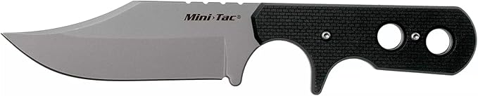 Cold Steel Mini Tac Bowie 3-5/8" Lightweight Durable 8Cr13MoV Stainless Steel Fixed Blade Clip Point Outdoor Hunting Utility Knife, Griv-Ex Handle, Secure-Ex Sheath - Blister