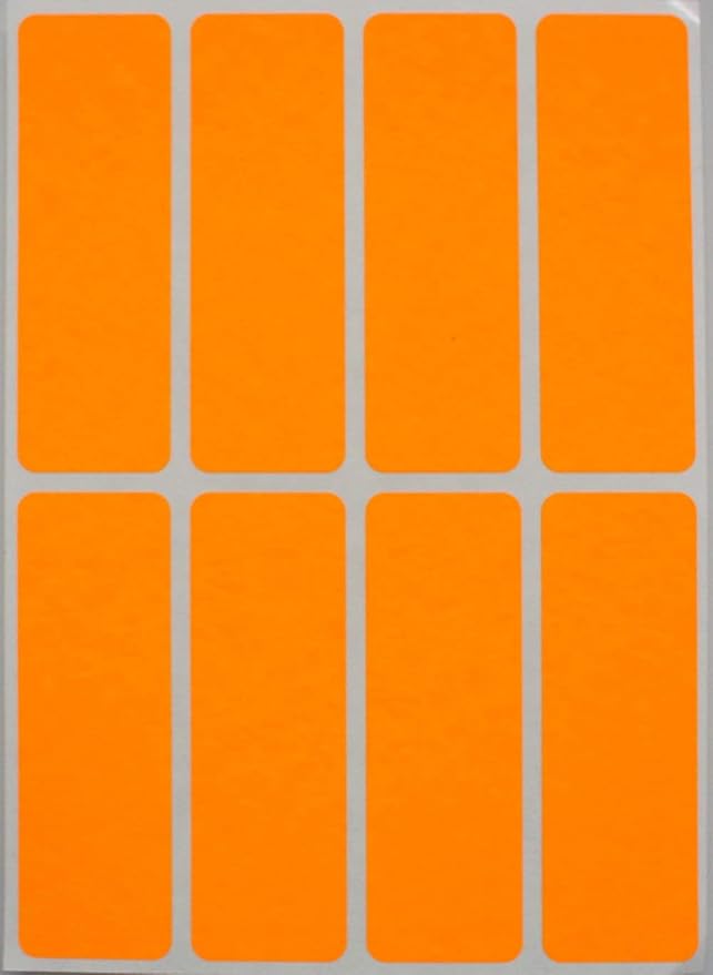 Royal Green 1x3 Labels for Color Coding, neon Orange Rectangle Stickers to Write on - 40 Pack
