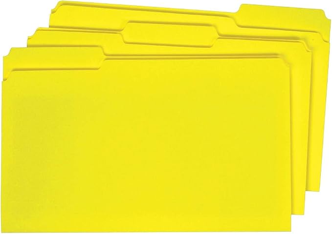 Staples File Folders, Legal Size, 1/3-Cut Tabs, Assorted, 100/Box | Heavy-duty paper stock for everyday legal-size document filing.