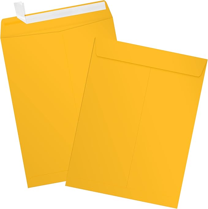 LUXPaper 9 x 12 Open End Envelopes | Peel & Press | Sunflower Yellow | 80lb. Text | 50 Qty