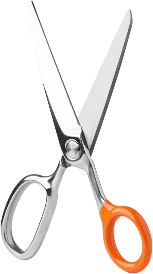 Chroma Scissors - 8.5” Heavy Duty Stainless Steel All Purpose Scissors for Office Supplies, Crafts & Home, Ultra Sharp, Comfort Grip Handles - Orange