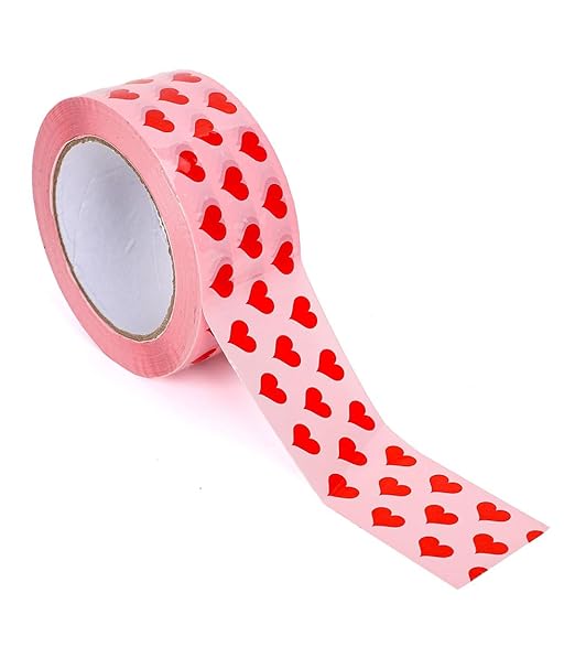 Whaline 109 Yard Valentine's Day Packing Tape Pink Red Love Heart Pattern Tape Waterproof Shipping Tape for Small Business DIY Crafts Present Packing Box Holiday Supplies