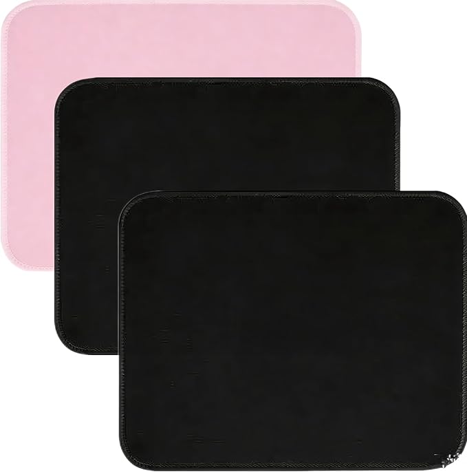 3 Pack Small Mouse pad Solid Color Square Mouse Mat for Wireless Mouse Office Computer Mousepad for Desk Mat Laptop with Non-Slip Rubber Base (Black Pink)