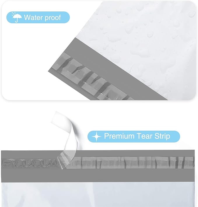 Fuxury 100 Pcs 12x15.5" Poly Mailers,Heavy Duty Shipping Bags for Clothing,Self Seal Plastic Mailing Envelopes for Books Packaging Postal Return Business,White