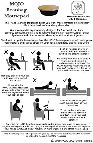 MOJO Beanbag Ergonomic Mousepad - Comfortable Mouse Pad for Sofa, Bed, Lap, Couch, and Anywhere Else (Bamboo Wood)