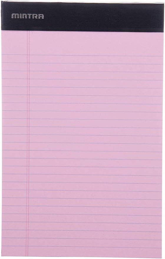 Mintra Office Colorful Legal Pads - Includes 2 Blue, 2 Pink, and, 2 Green Writing Pads, Micro Perforated Lined Sheets, Ideal for Professional & Personal Use, 5"x8" Narrow Ruled, 6 pack Basic Pastel