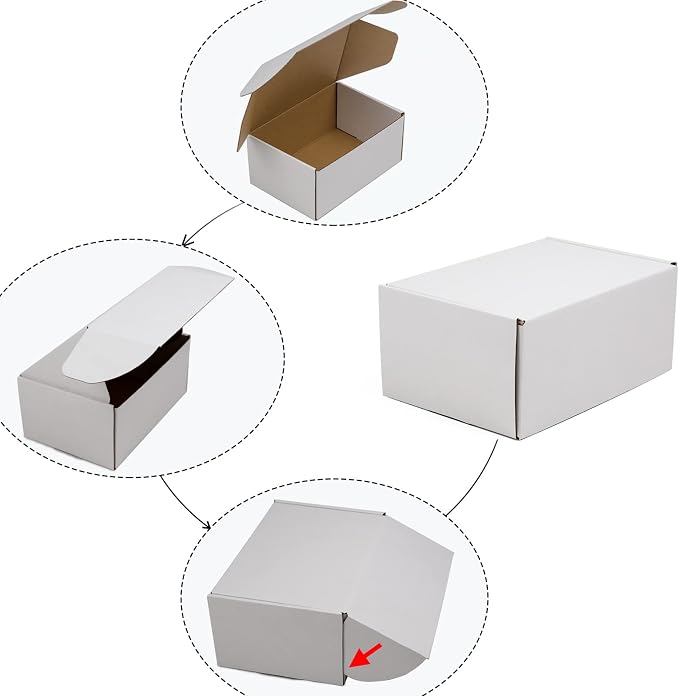 9x6x4 Inches Shipping Boxes Pack of 25, White Corrugated Cardboard Boxes for Small Bussiness