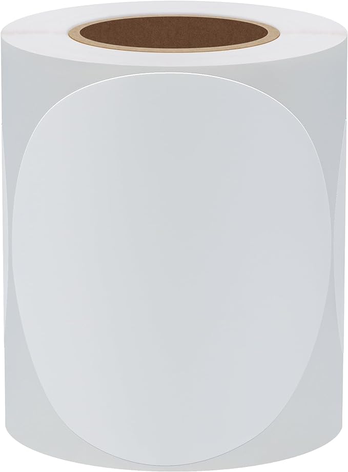 Hybsk White Permanent Color-Code Dot Stickers Round Semi Gloss Paper Stickers Adhesive Label (3 inch)