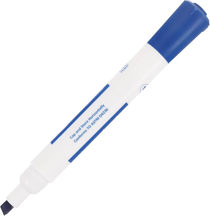 Amazon Basics Dry Erase Whiteboard Markers, Chisel Tip, Low-Odor, Blue, 12-Pack, For Drawing, Sketching and Writing