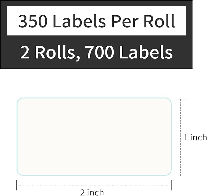 L LIKED Blank 1 x 2 Inch Dissolvable Labels for Food Rotation Prep roll of 350 (2 Rolls)